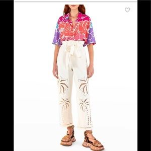 Farm Rio Palm cut out embroidered pants M